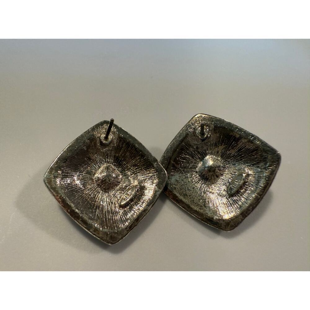 Vintage Avon Signed Silver and Gold-tone Stud Earrings - Picture 3 of 3